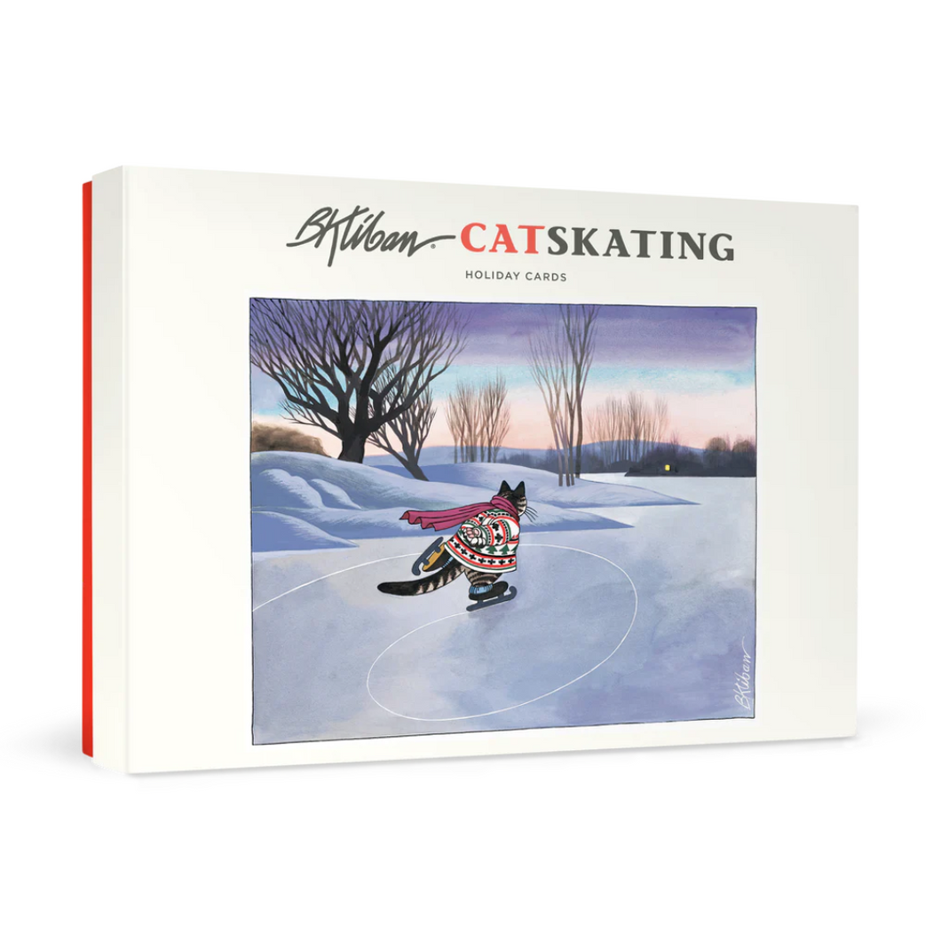 Pomegranate | Boxed Christmas Cards - KLIBAN CAT SKATING #C300