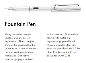 Lamy | Safari Fountain Pen (Medium) - WHITE #L019WHM