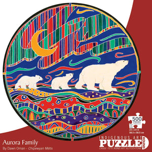 Indigenous Artists | Circular Jigsaw Puzzle 500 PC - AURORA FAMILY #POD2295PZR