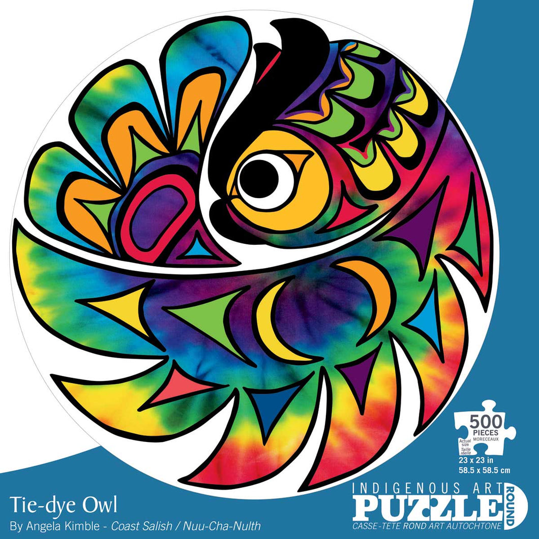 Indigenous Artists | Circular Jigsaw Puzzle 500 PC - TIE-DYE OWL #POD2296PZR