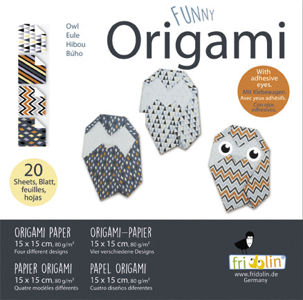FRIDOLIN | 15 CM FUNNY OWL ORIGAMI PAPER #11316