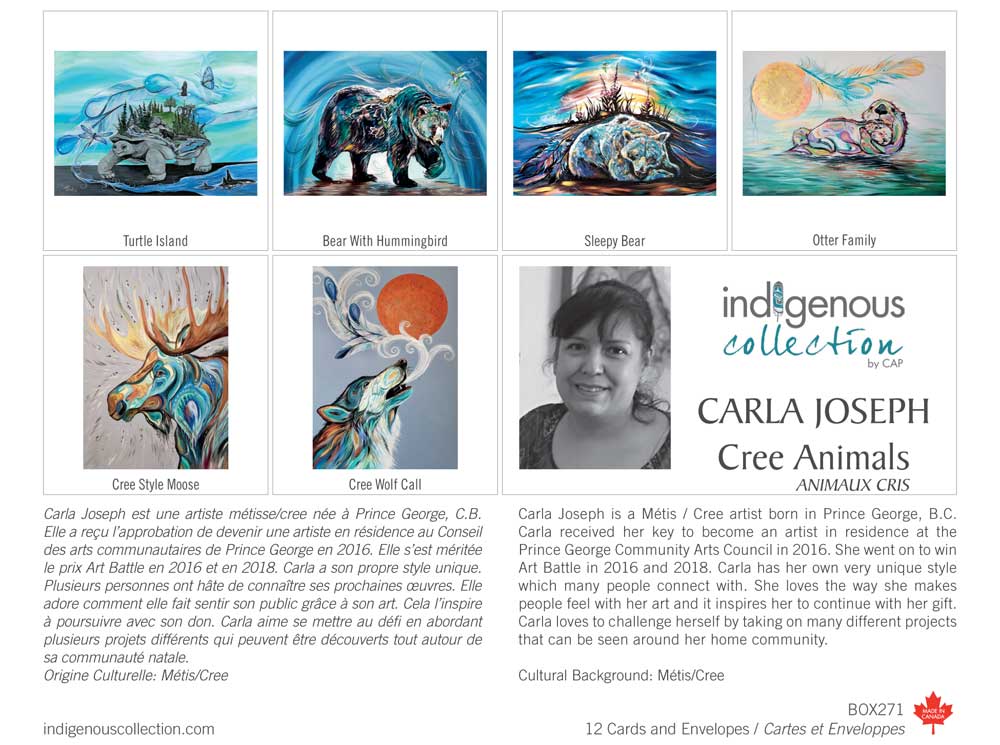 Indigenous Artist Notes, Box of 12 - Carla Joseph Cree Animals #BOX271